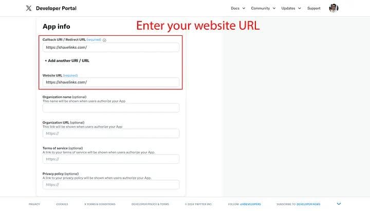 Enter your website URL